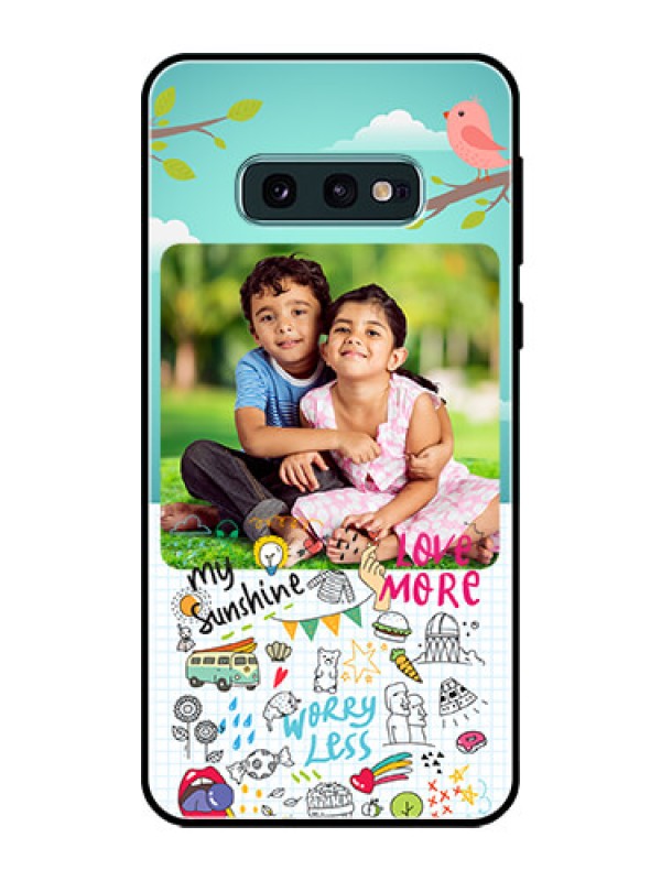 Custom Galaxy S10e Photo Printing on Glass Case  - Doodle love Design