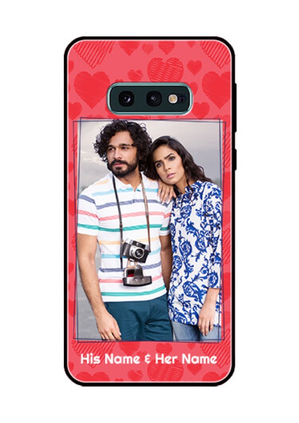 Galaxy S10e Photo Printing on Glass Case  - with Red Heart Symbols Design