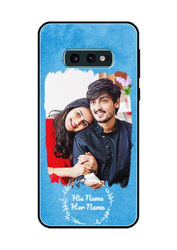 Galaxy S10 E Custom Glass Phone Case - Blue Color Vintage Design