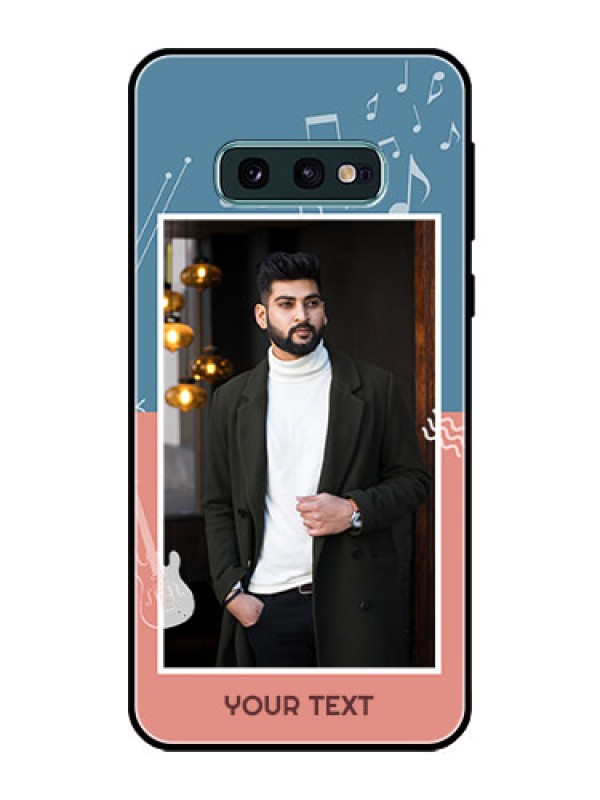 Custom Galaxy S10e Photo Printing on Glass Case  - with Color Musical Note Design