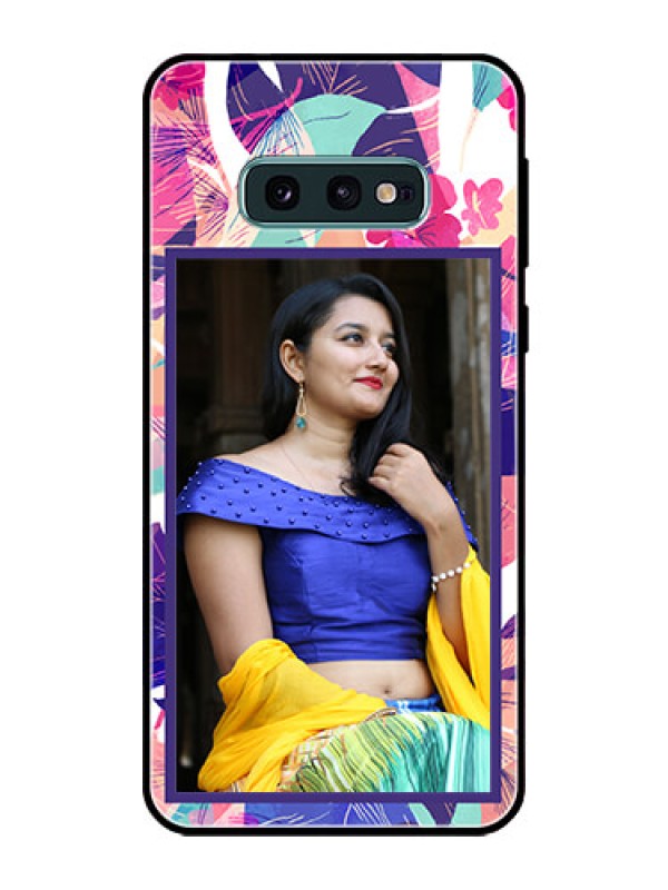 Custom Galaxy S10e Custom Glass Mobile Case  - Abstract Floral Design