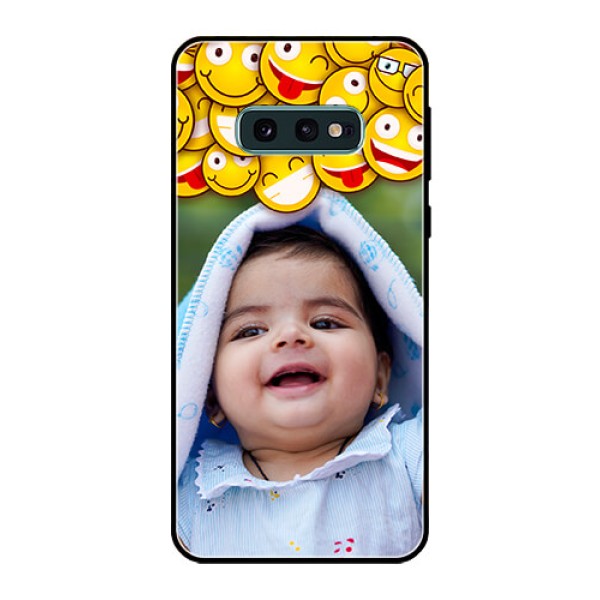 Galaxy S10e Custom Glass Mobile Case - with Smiley Emoji Design Galaxy S10e Custom Glass Mobile Case - with Smiley Emoji Design