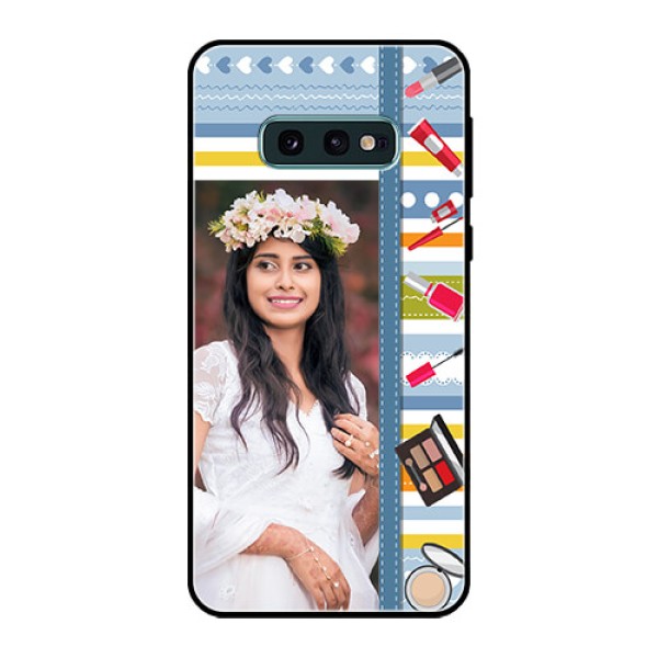 Galaxy S10e Personalized Glass Phone Case - Makeup Icons Design Galaxy S10e Personalized Glass Phone Case - Makeup Icons Design