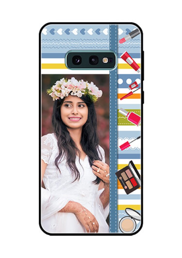 Galaxy S10e Personalized Glass Phone Case  - Makeup Icons Design