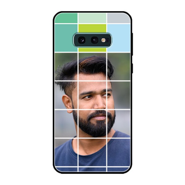 Galaxy S10e Photo Printing on Glass Case  - with white box pattern 