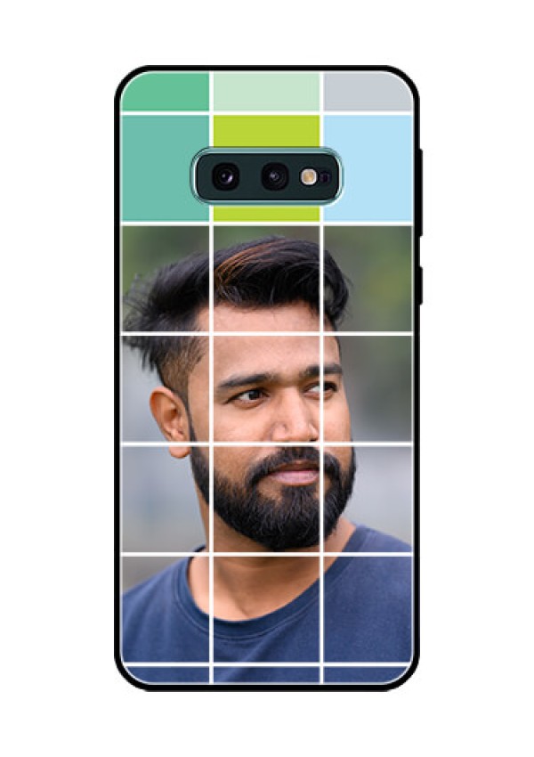 Galaxy S10e Photo Printing on Glass Case  - with white box pattern 