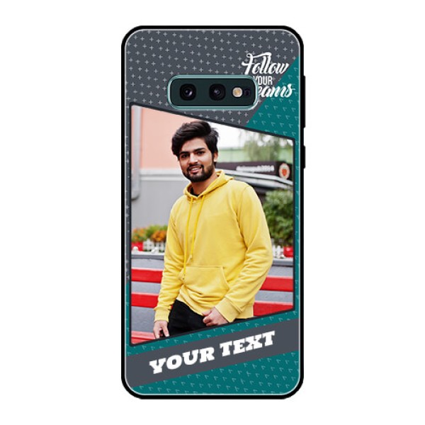Galaxy S10e Personalized Glass Phone Case - Background Pattern Design with Quote Galaxy S10e Personalized Glass Phone Case - Background Pattern Design with Quote