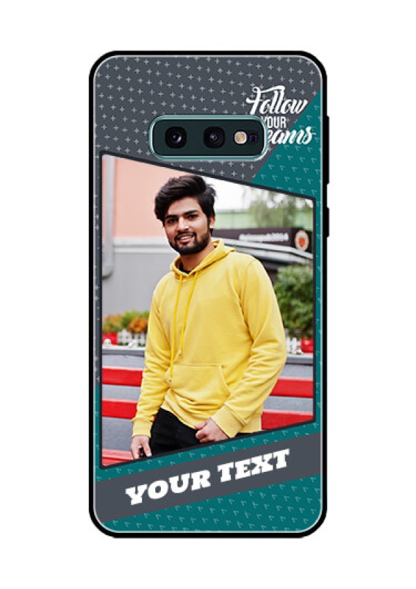 Galaxy S10e Personalized Glass Phone Case  - Background Pattern Design with Quote