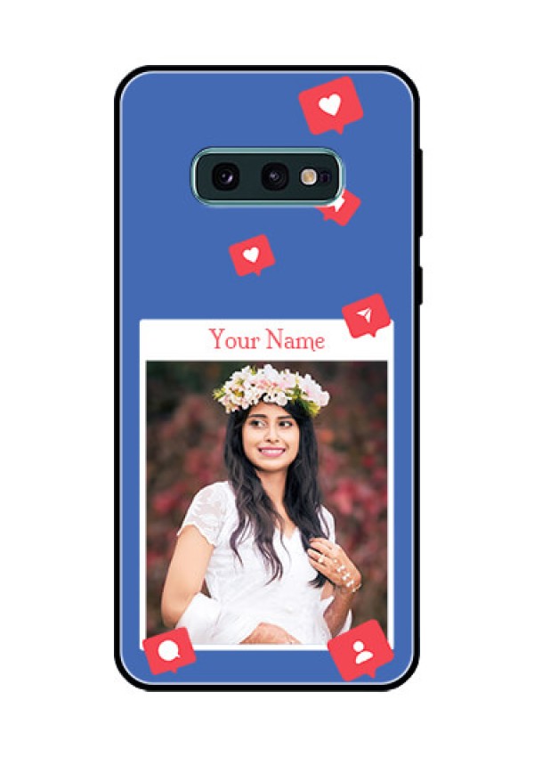 Galaxy S10e Custom Glass Phone Case - Like Share And Comment Design
