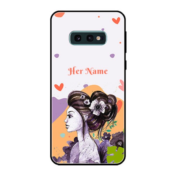 Galaxy S10e Personalized Glass Phone Case - Woman And Nature Design Galaxy S10e Personalized Glass Phone Case - Woman And Nature Design