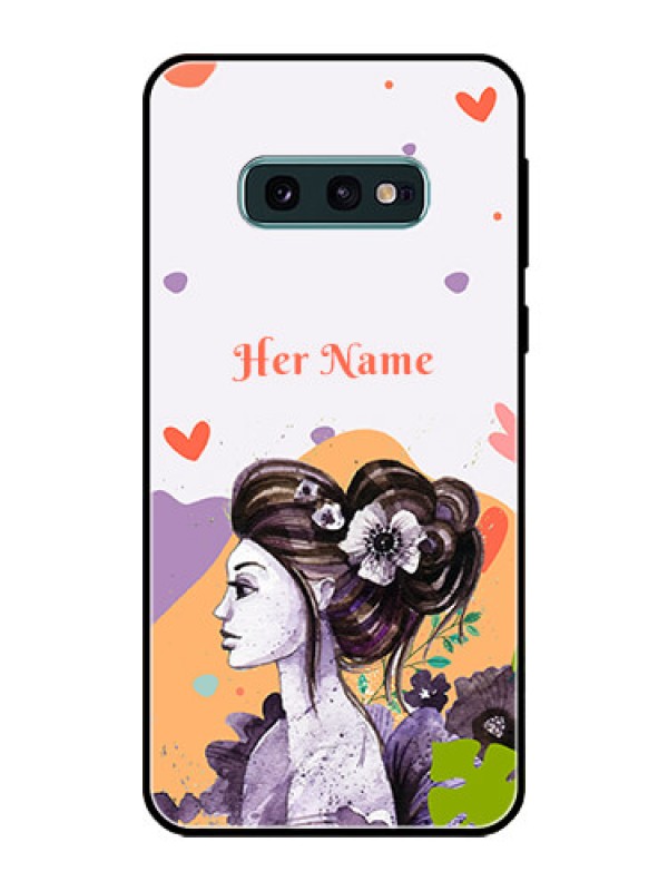 Custom Galaxy S10e Personalized Glass Phone Case - Woman And Nature Design