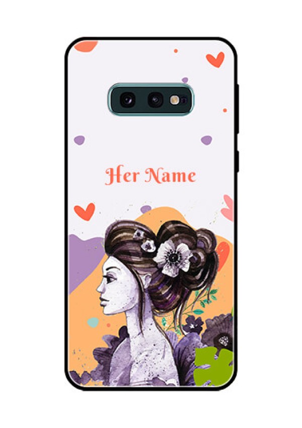 Galaxy S10e Personalized Glass Phone Case - Woman And Nature Design