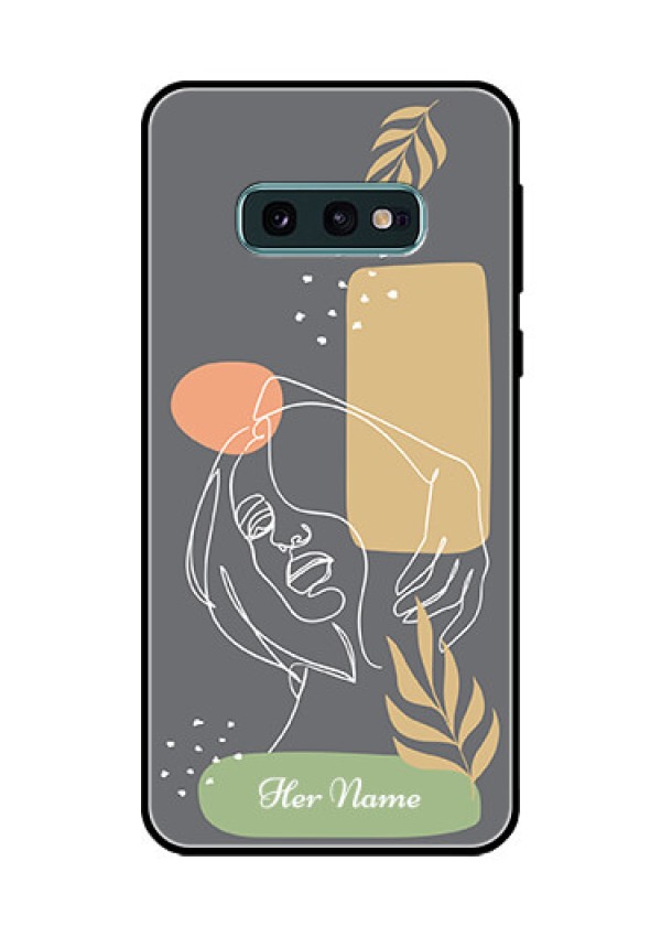Galaxy S10e Custom Glass Phone Case - Gazing Woman line art Design