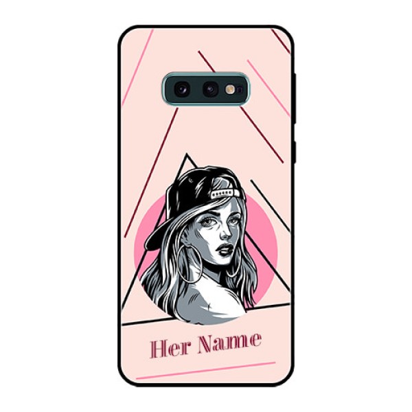Galaxy S10e Personalized Glass Phone Case - Rockstar Girl Design Galaxy S10e Personalized Glass Phone Case - Rockstar Girl Design