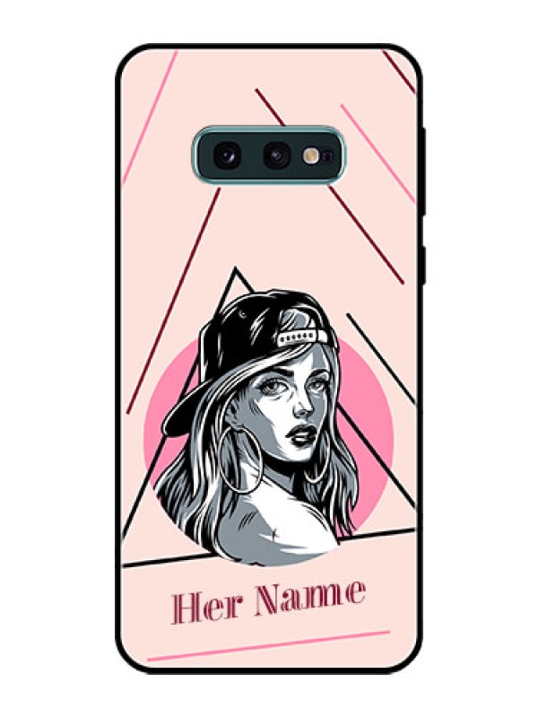 Custom Galaxy S10e Personalized Glass Phone Case - Rockstar Girl Design