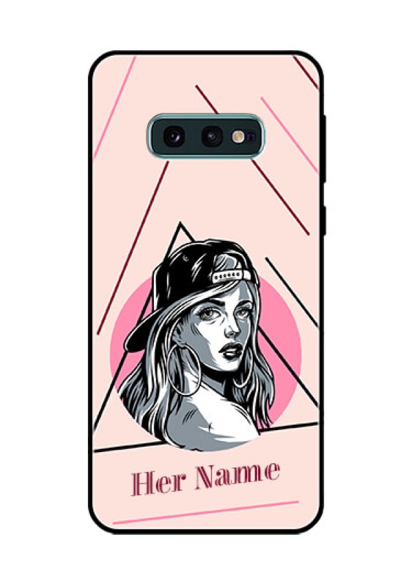 Galaxy S10e Personalized Glass Phone Case - Rockstar Girl Design