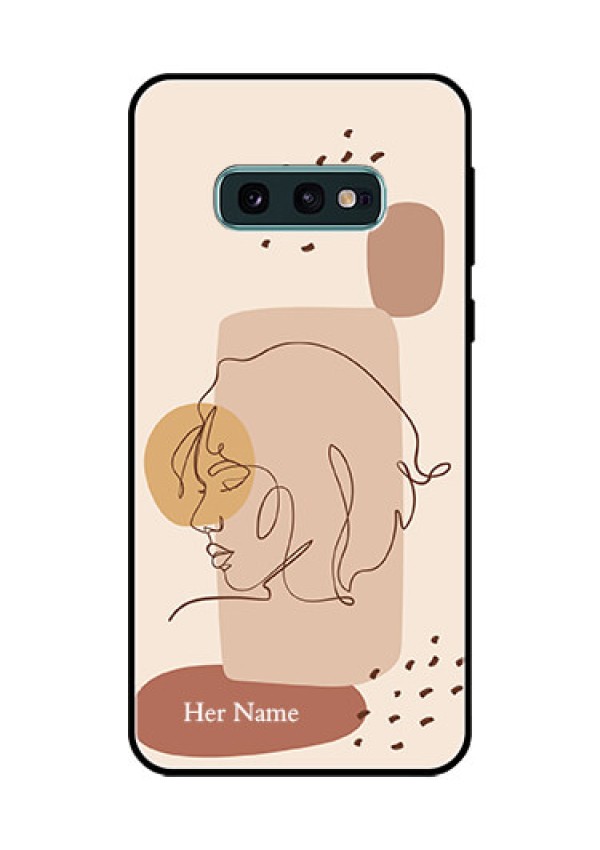 Galaxy S10e Photo Printing on Glass Case - Calm Woman line art Design