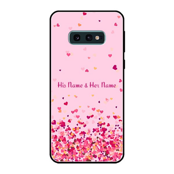 Galaxy S10e Photo Printing on Glass Case - Floating Hearts Design