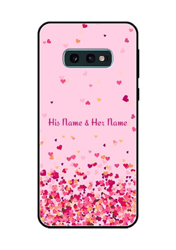Galaxy S10e Photo Printing on Glass Case - Floating Hearts Design