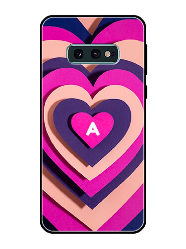 Custom Galaxy S10e Custom Glass Mobile Case - Cute Heart Pattern Design
