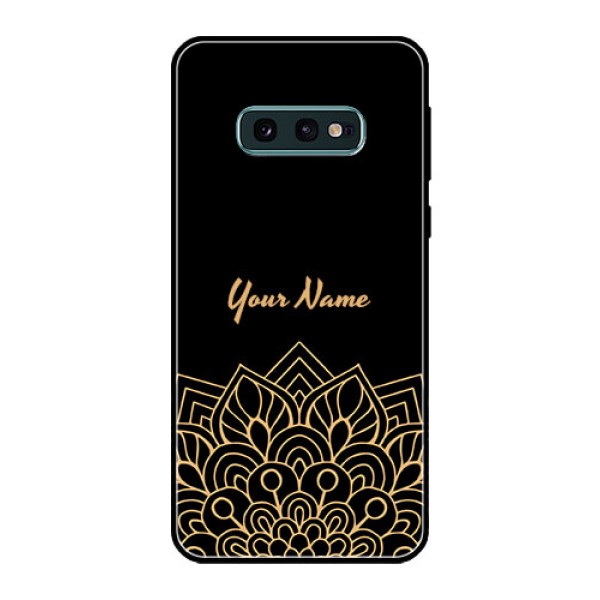 Galaxy S10e Custom Glass Phone Case - Golden mandala Design