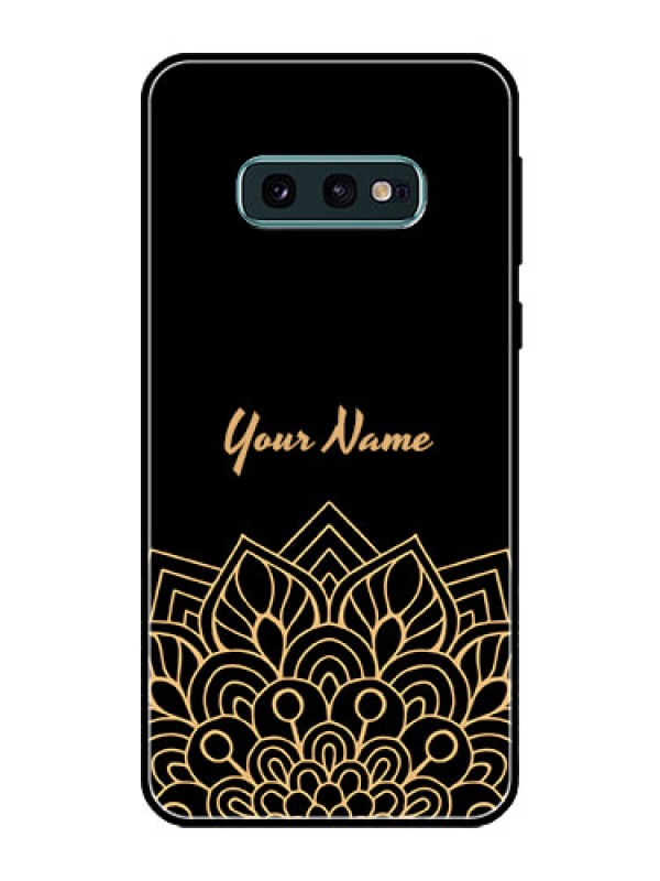 Custom Galaxy S10e Custom Glass Phone Case - Golden mandala Design