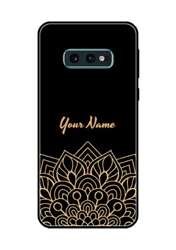Galaxy S10e Custom Glass Phone Case - Golden mandala Design
