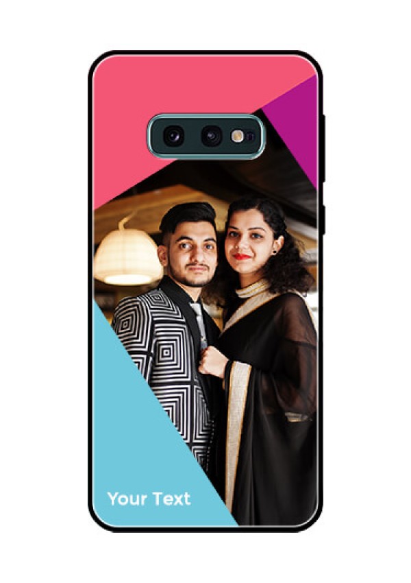 Galaxy S10e Custom Glass Mobile Case - Stacked Triple colour Design
