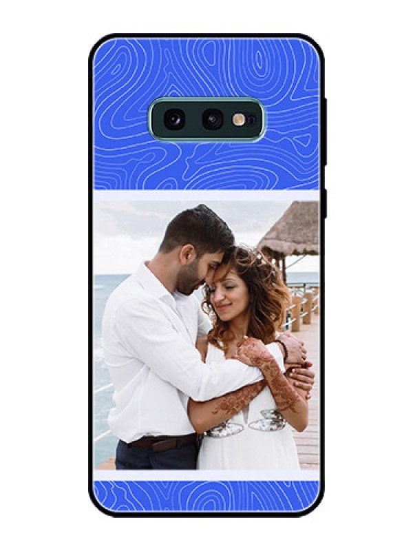 Custom Galaxy S10e Custom Glass Mobile Case - Curved line art with blue and white Design