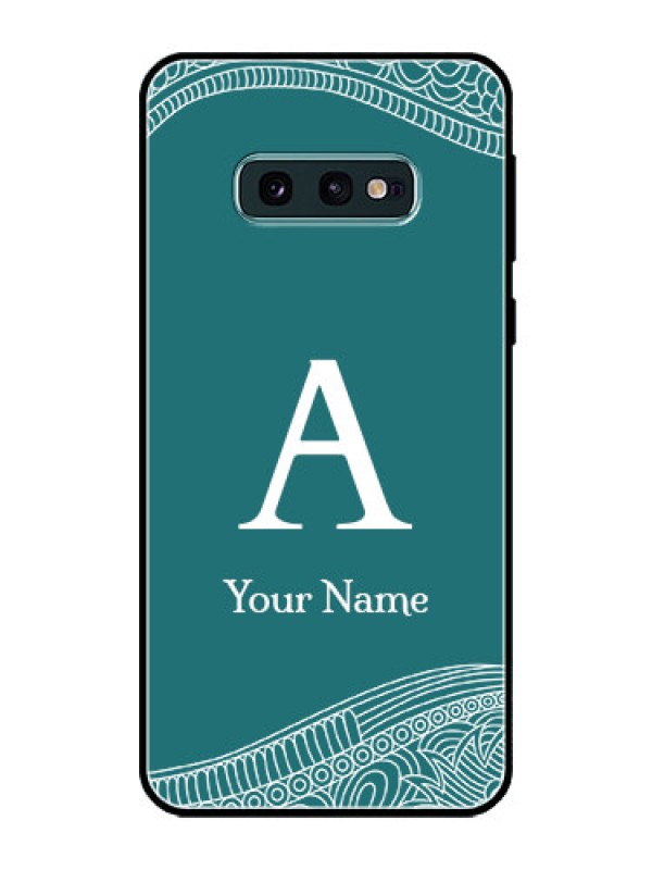 Custom Galaxy S10e Personalized Glass Phone Case - line art pattern with custom name Design