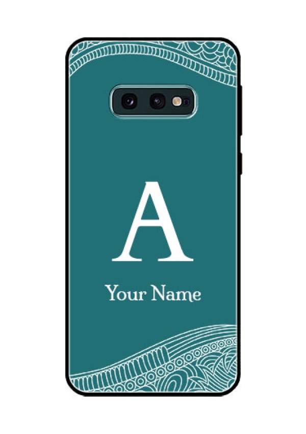 Galaxy S10e Personalized Glass Phone Case - line art pattern with custom name Design