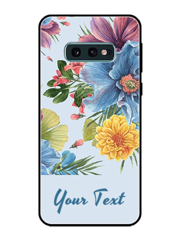 Custom Galaxy S10e Custom Glass Mobile Case - Stunning Watercolored Flowers Painting Design