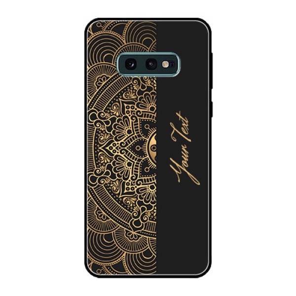 Galaxy S10e Photo Printing on Glass Case - Mandala art with custom text Design Galaxy S10e Photo Printing on Glass Case - Mandala art with custom text Design