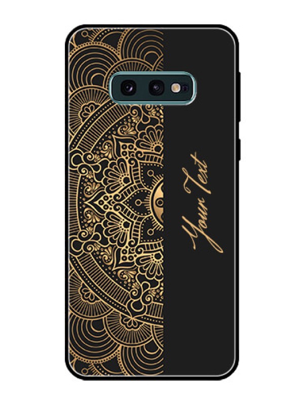 Custom Galaxy S10e Photo Printing on Glass Case - Mandala art with custom text Design