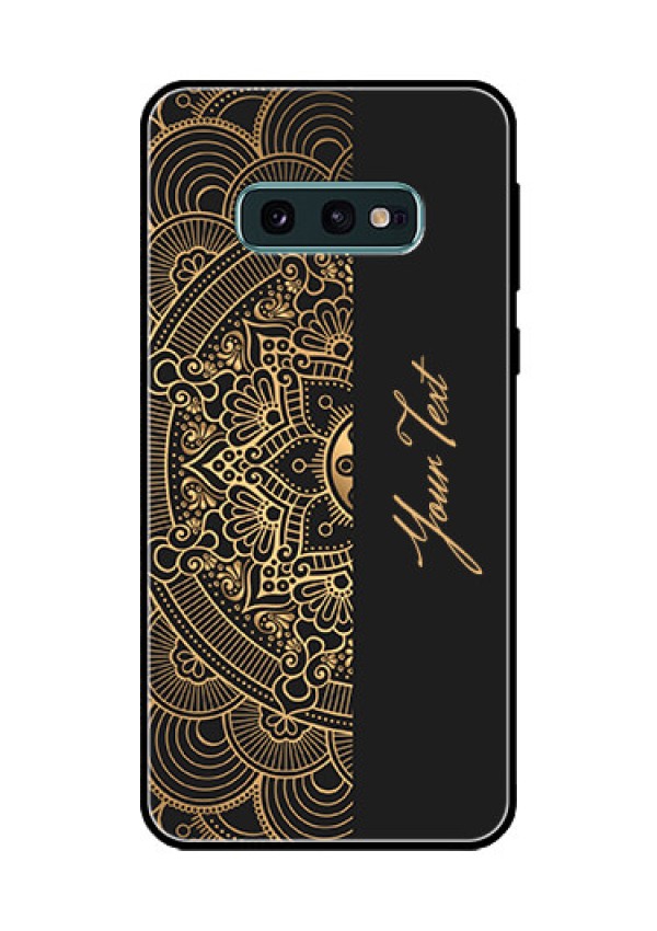 Galaxy S10e Photo Printing on Glass Case - Mandala art with custom text Design