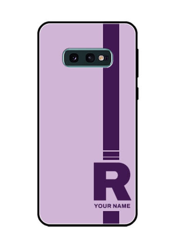 Galaxy S10e Photo Printing on Glass Case - Simple dual tone stripe with name Design