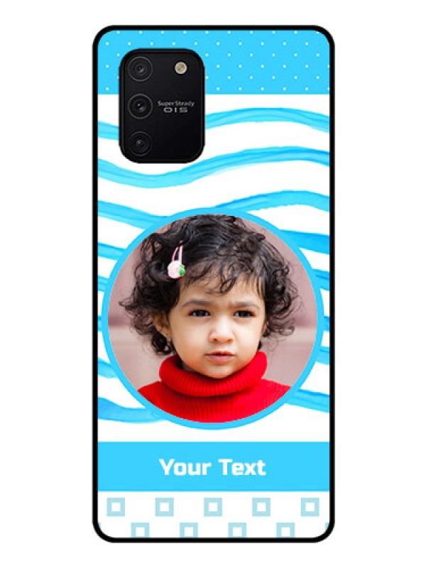 Custom Galaxy S10 Lite Custom Glass Phone Case  - Simple Blue Case Design