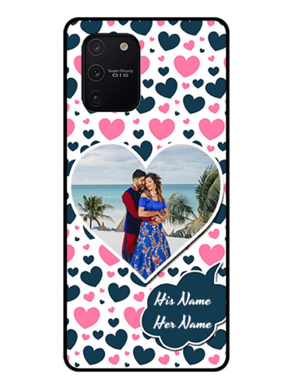 Custom Galaxy S10 Lite Custom Glass Phone Case  - Pink & Blue Heart Design