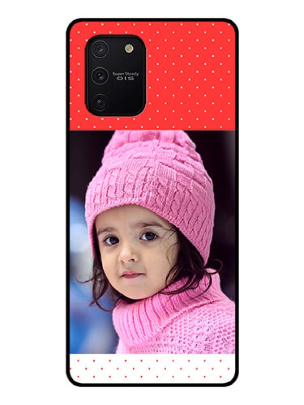 Custom Galaxy S10 Lite Photo Printing on Glass Case  - Red Pattern Design