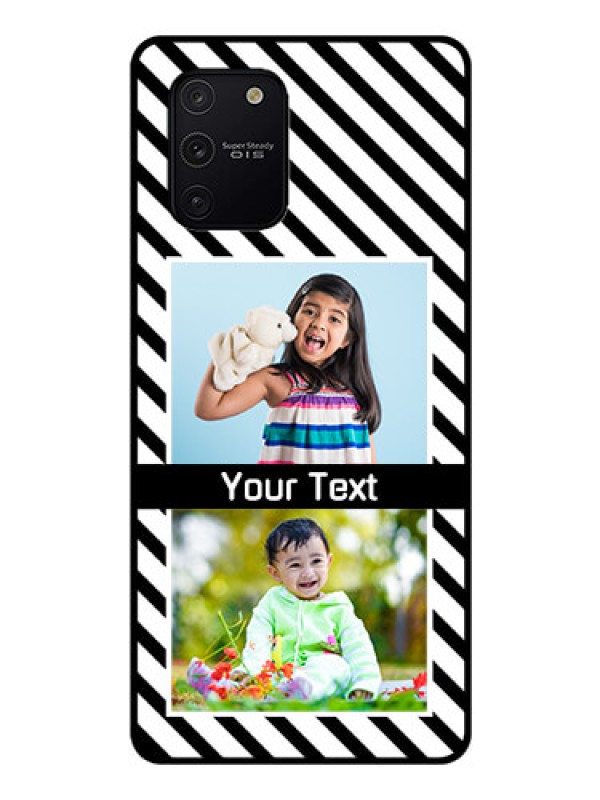 Custom Galaxy S10 Lite Photo Printing on Glass Case  - Black And White Stripes Design