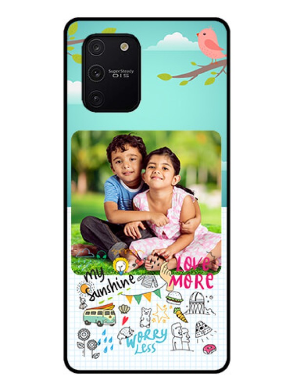 Custom Galaxy S10 Lite Photo Printing on Glass Case  - Doodle love Design