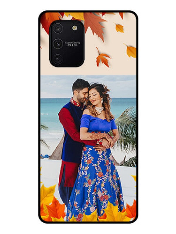 Custom Galaxy S10 Lite Photo Printing on Glass Case  - Autumn Maple Leaves Design