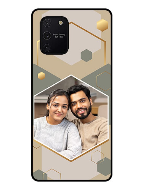 Custom Galaxy S10 Lite Photo Printing on Glass Case - Stylish Hexagon Pattern Design