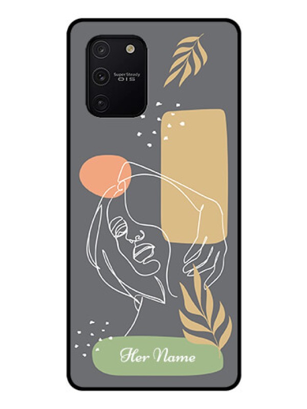 Custom Galaxy S10 Lite Custom Glass Phone Case - Gazing Woman line art Design