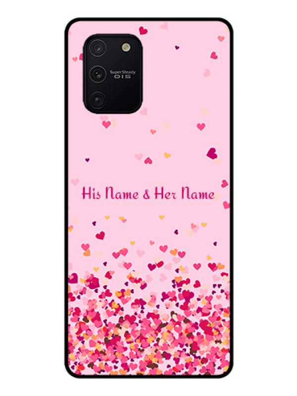 Custom Galaxy S10 Lite Photo Printing on Glass Case - Floating Hearts Design