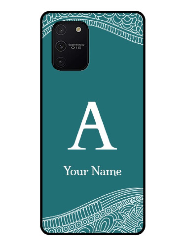 Custom Galaxy S10 Lite Personalized Glass Phone Case - line art pattern with custom name Design
