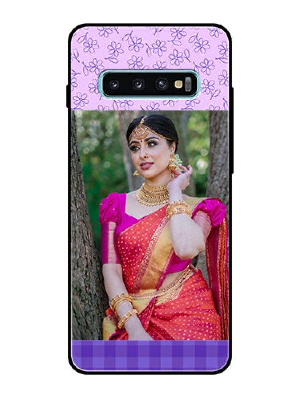 Custom Samsung Galaxy S10 Plus Custom Glass Phone Case  - Purple Floral Design