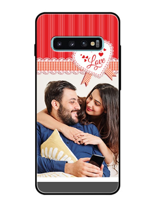 Custom Samsung Galaxy S10 Plus Custom Glass Mobile Case  - Red Love Pattern Design
