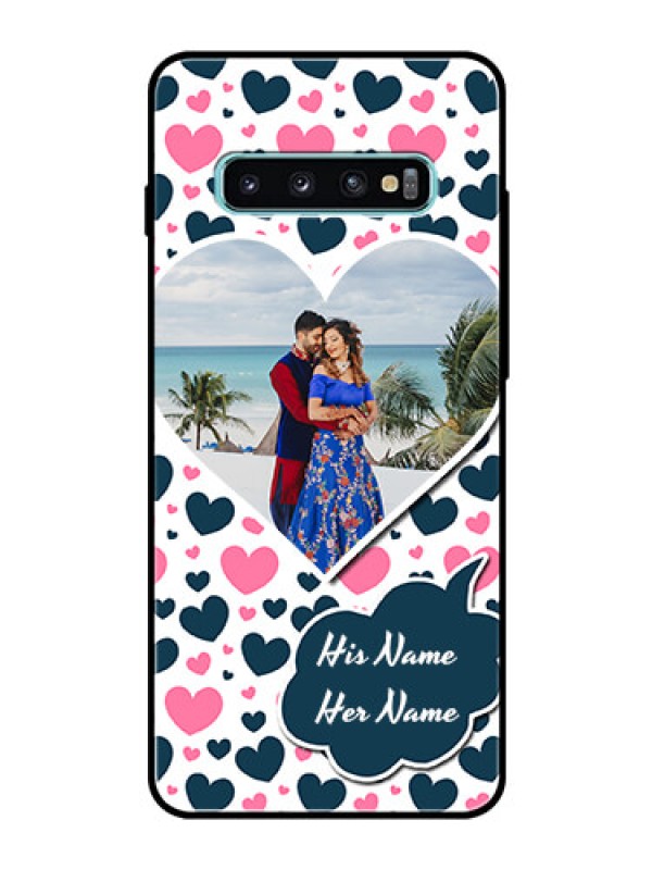 Custom Samsung Galaxy S10 Plus Custom Glass Phone Case  - Pink & Blue Heart Design