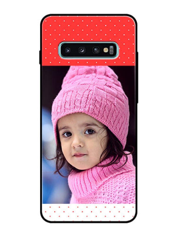 Custom Samsung Galaxy S10 Plus Photo Printing on Glass Case  - Red Pattern Design